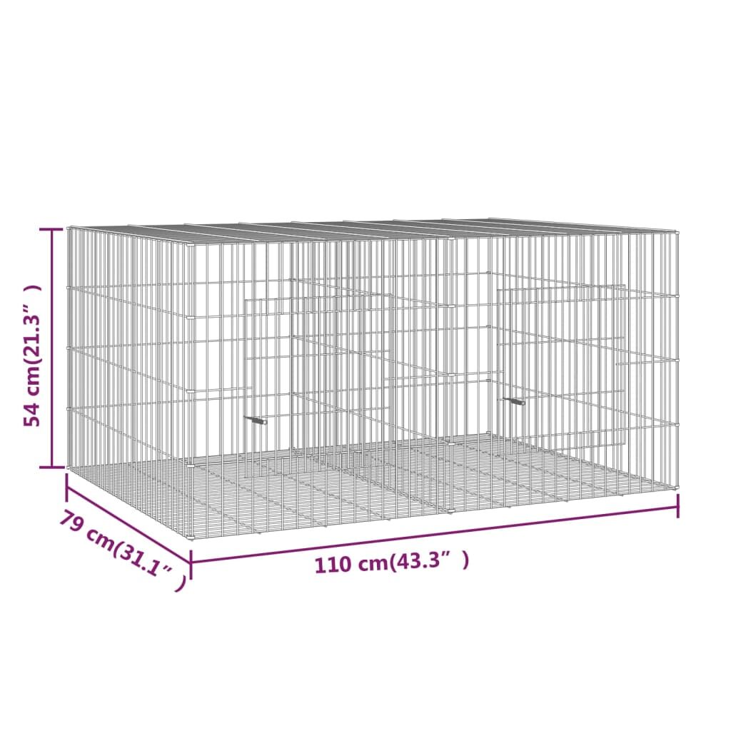 Vidaxl Jaula Para Conejos 2 Paneles Hierro Galvanizado 110x79x54 Cm_2