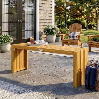 Outsunny Banco De Jardín De Madera Rústico De 2 Plazas 110x30x45 Cm Natural_4