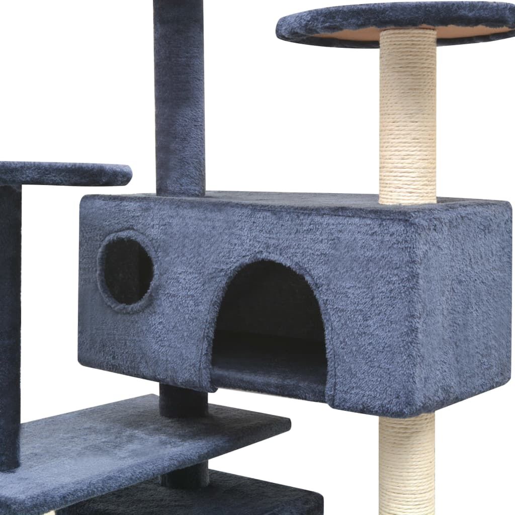 Vidaxl Rascador Para Gatos Poste Rascador De Sisal 125 Cm Azul Oscuro_2