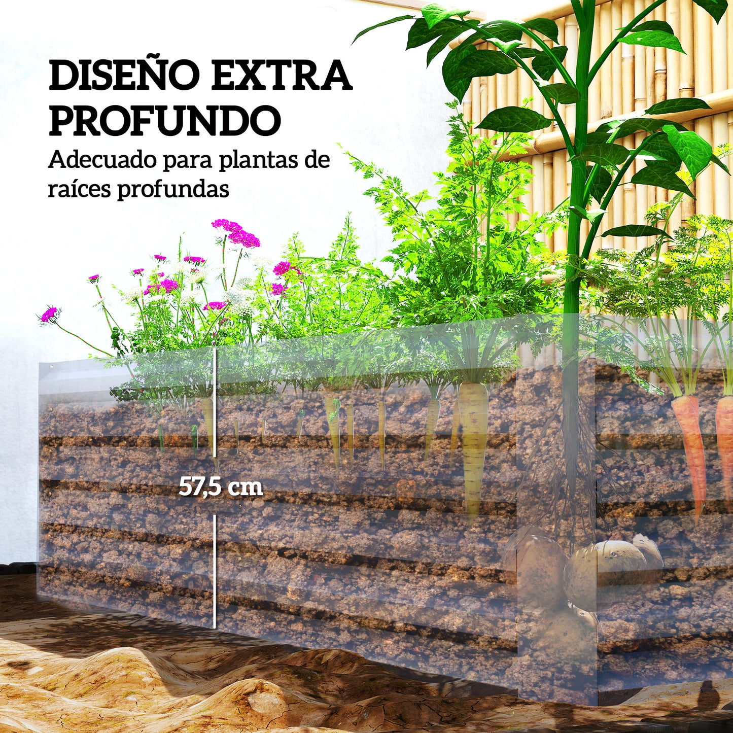Outsunny Jardinera Exterior Grande Rectangular De Acero Galvanizado_3