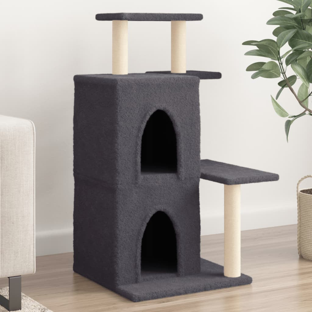 Vidaxl Rascador Para Gatos Con Postes De Sisal Gris Oscuro 97 Cm_1