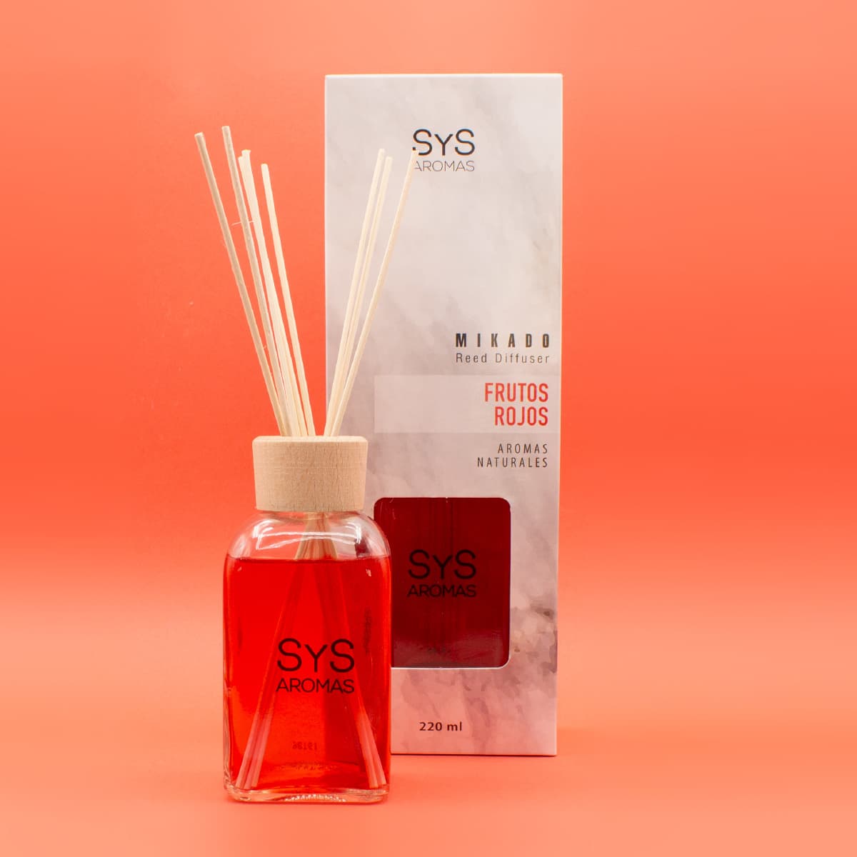 Ambientador Mikado Frutos Rojos Mármol SYS Aromas 220 ml | Aroma Afrutado y Dulce | Estimulante_1