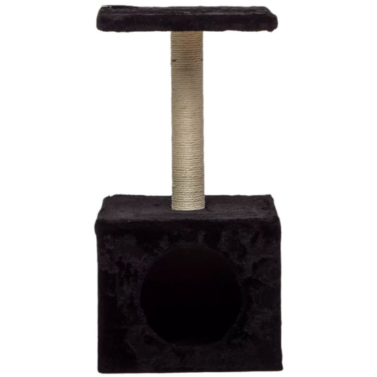 Rascador Para Gato Wuapu Modelo One Con Escondite, Altura 60cm. Base 30x30cm. Color Gris Oscuro