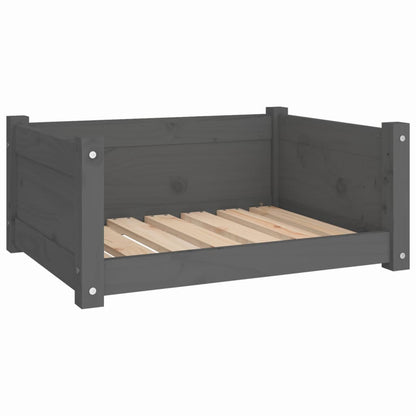 Vidaxl Cama Para Perros Madera Maciza De Pino Gris 65,5x50,5x28 Cm_0