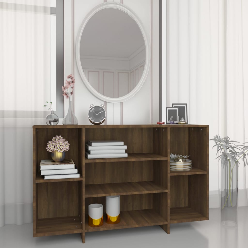 Aparador De Madera De Ingeniería Marrón Roble 120x30x75 Cm / Vetonek_5