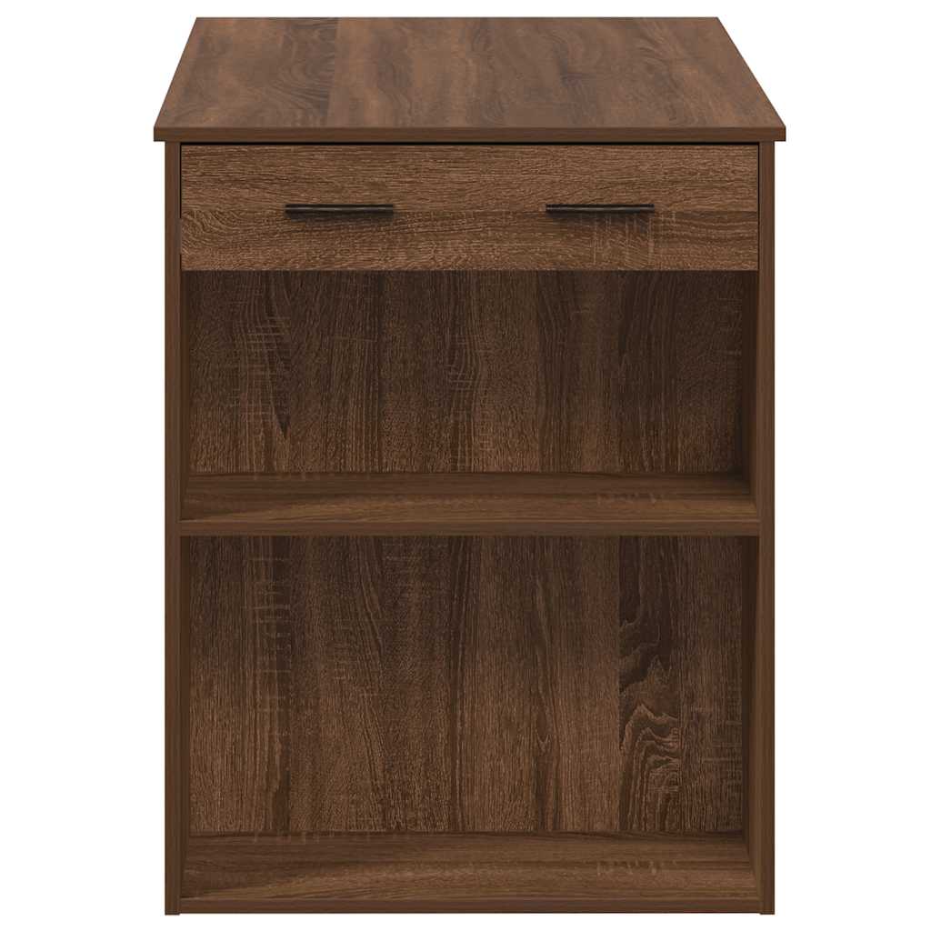 Escritorio Con Cajón Estante Madera Contrachapada Marrón Roble_4