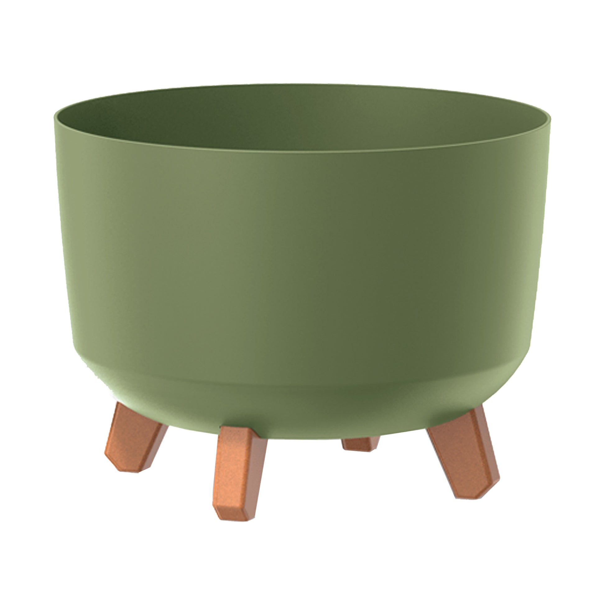 Macetero Color Verde Tierra,sin Depósito , Colección Gracia De 29cm X 29cm X 22cm Cm, Capacidad De 9,8 L.