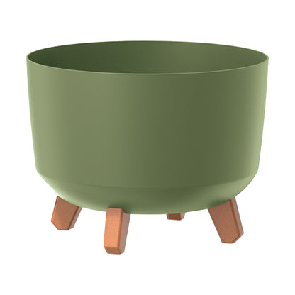 Macetero Color Verde Tierra,sin Depósito , Colección Gracia De 29cm X 29cm X 22cm Cm, Capacidad De 9,8 L.