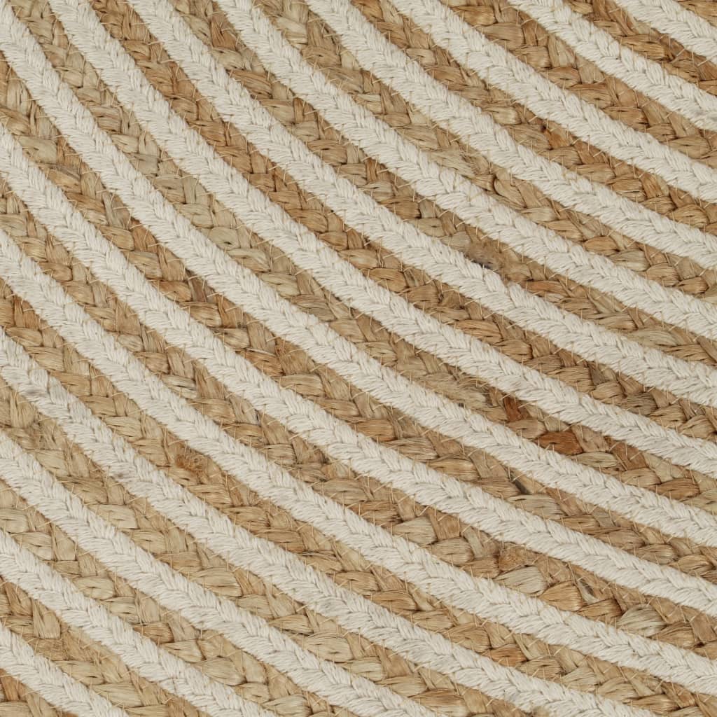 Alfombra De Yute Tejida A Mano Diseño Espiral Blanco 120 Cm / Vetonek_2