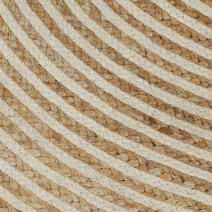 Alfombra De Yute Tejida A Mano Diseño Espiral Blanco 120 Cm / Vetonek_2