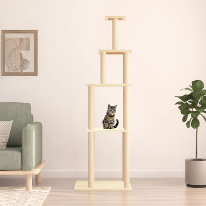 Vidaxl Rascador Para Gatos Con Postes De Sisal Color Crema 183 Cm_1