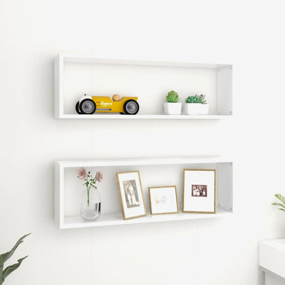 Estantes Cubo De Pared 2 Uds Contrachapado Blanco 80x15x26,5 Cm / Vetonek_4