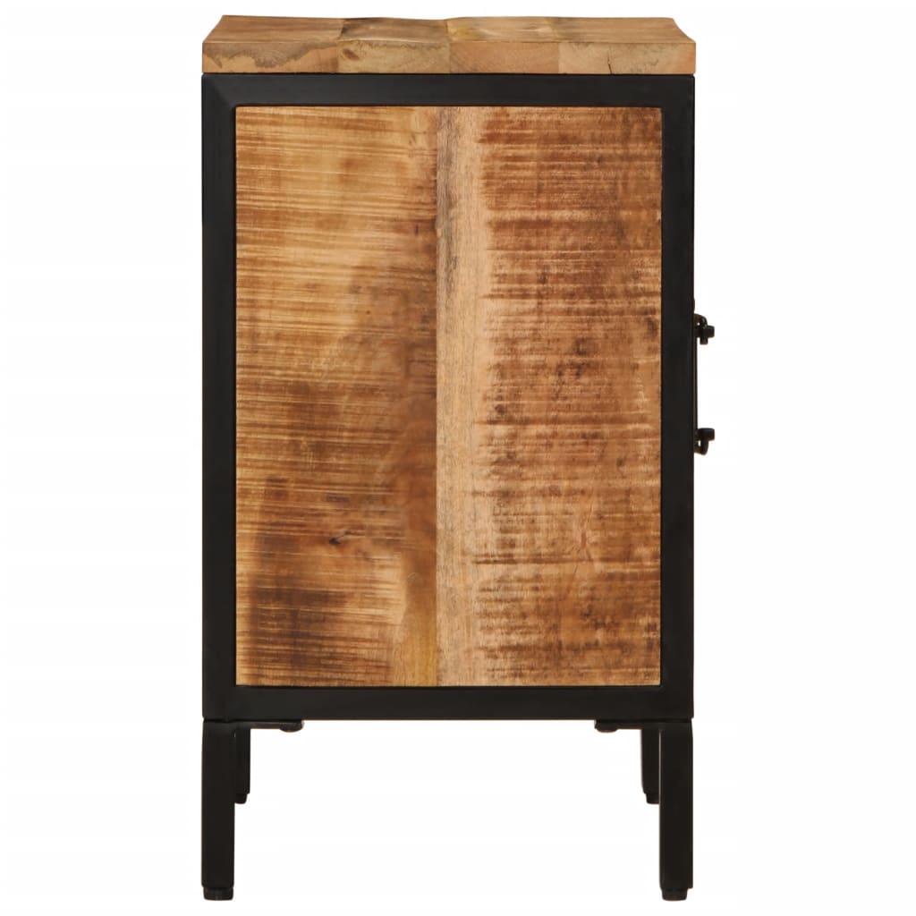 Mesita De Noche De Madera Maciza De Mango Rugosa 40x30x52,5 Cm_2