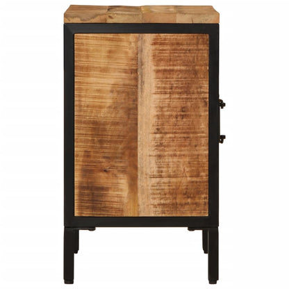 Mesita De Noche De Madera Maciza De Mango Rugosa 40x30x52,5 Cm_2