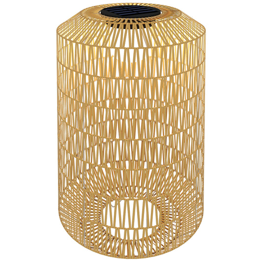Outsunny Linterna De Jardín De Ratán Sintético Con Luces Led Ø30x55 Cm Natural_0