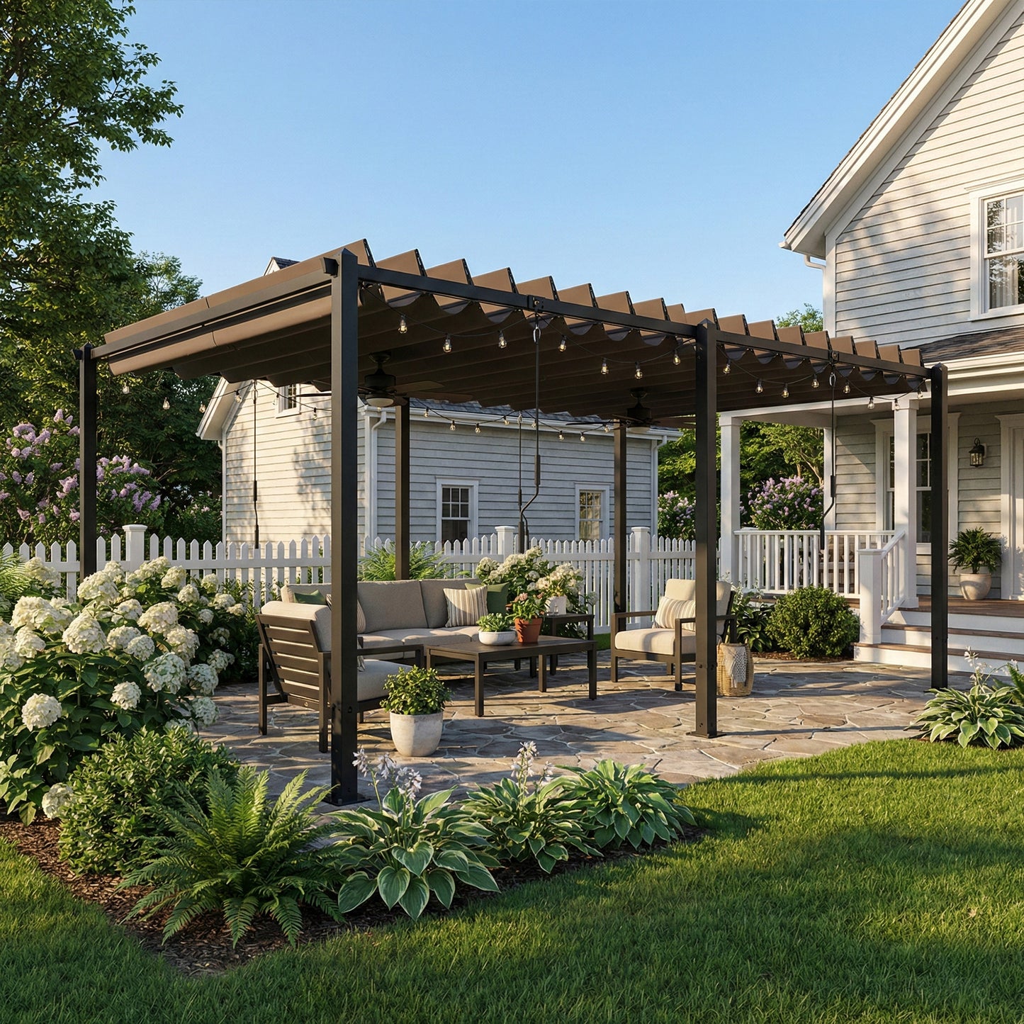 Outsunny Pérgola De Jardín 3x5,7 M Con Techo De Lamas Ajustable Upf50+ Gris_4