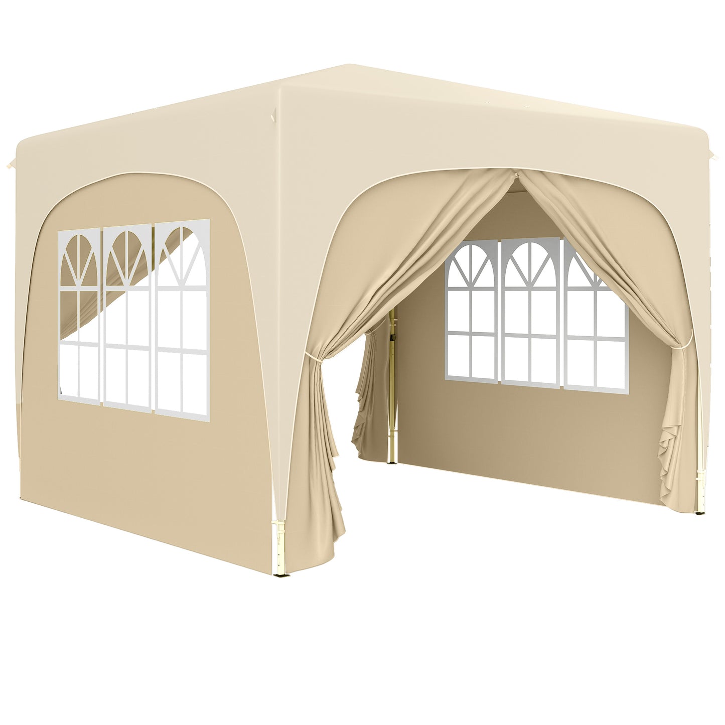 Outsunny Carpa Plegable Gazabo 3x3 M Con Paneles Laterales Upf50+ Arena_0