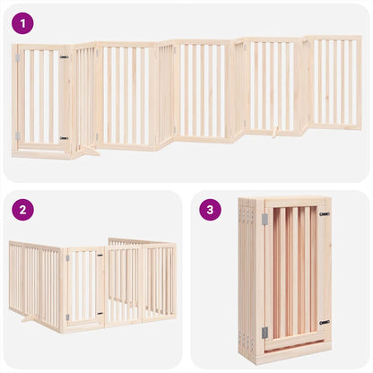 Vidaxl Puerta Para Perros Plegable 9 Paneles Madera De Álamo 450 Cm_3