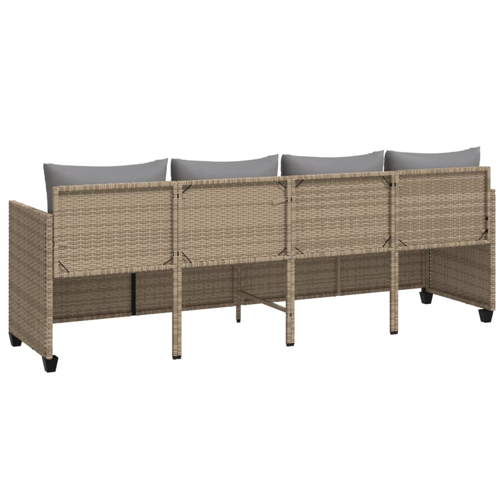 Tumbona Con Cojines Ratán Sintético Beige / Vetonek_5