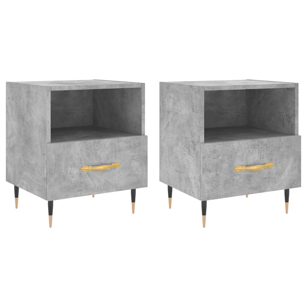 Mesita Noche 2 Uds Madera Ingeniería Gris Hormigón 40x35x47,5cm_0