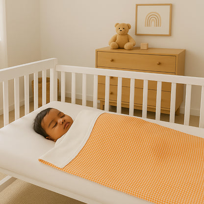 Manta De Algodón Orgánico Rex Blanco Y Vichy