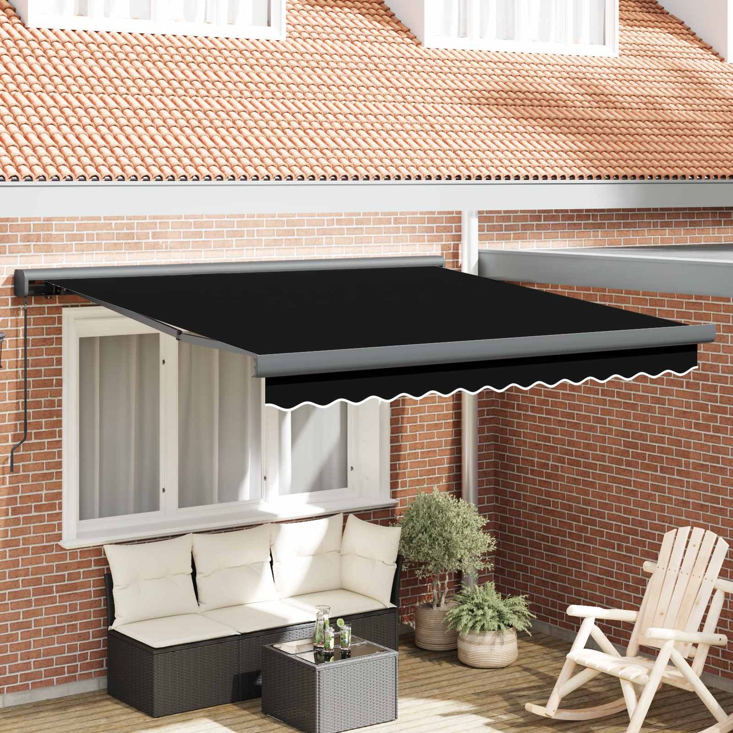 Toldo Retráctil Negro 300 X 250 Cm Lona Y Aluminio_1
