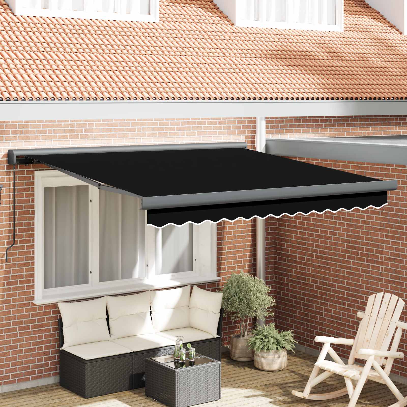 Toldo Retráctil Negro 300 X 250 Cm Lona Y Aluminio_1