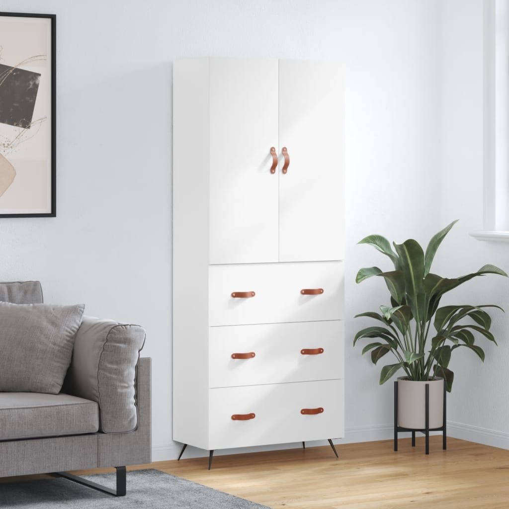 Aparador Alto Madera Contrachapada Blanco 69,5x34x180 Cm_0