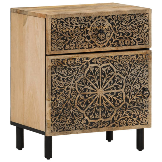 Mesita De Noche Madera Maciza De Mango 50x33x60 Cm_0