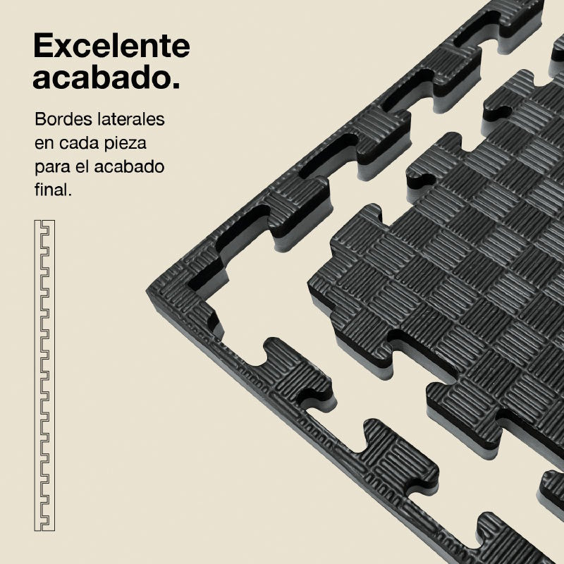 Tatami Puzzle 4cm 100x100cm – Superficie 5 Líneas Gris/negro Jowy_2