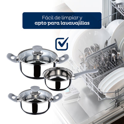 Set 5pc Bateria Cocina Acero Inox Ind Gris Alexia