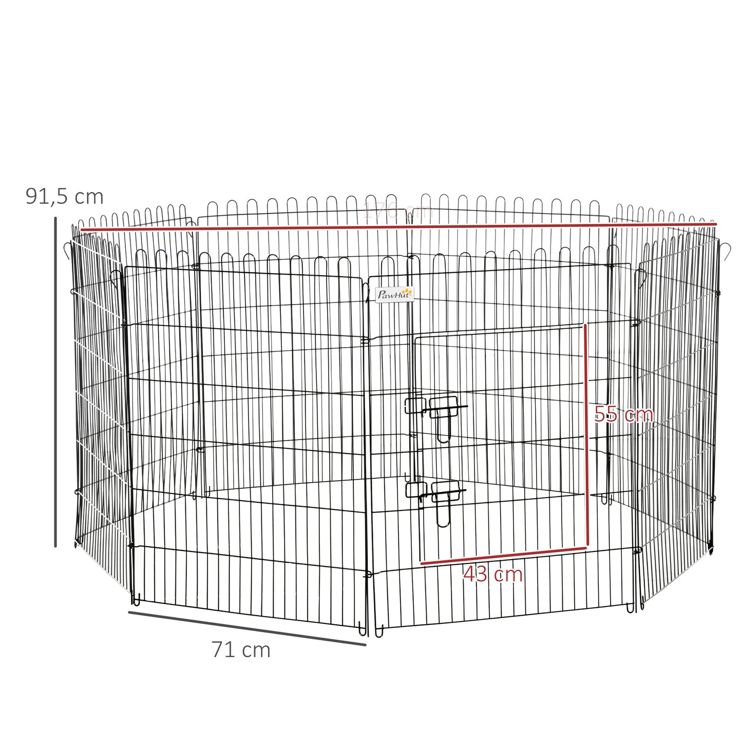 Pawhut Parque Perros Plegable Cerca Entrenamiento Mascotas 8 Vallas 71x91,5cm_2
