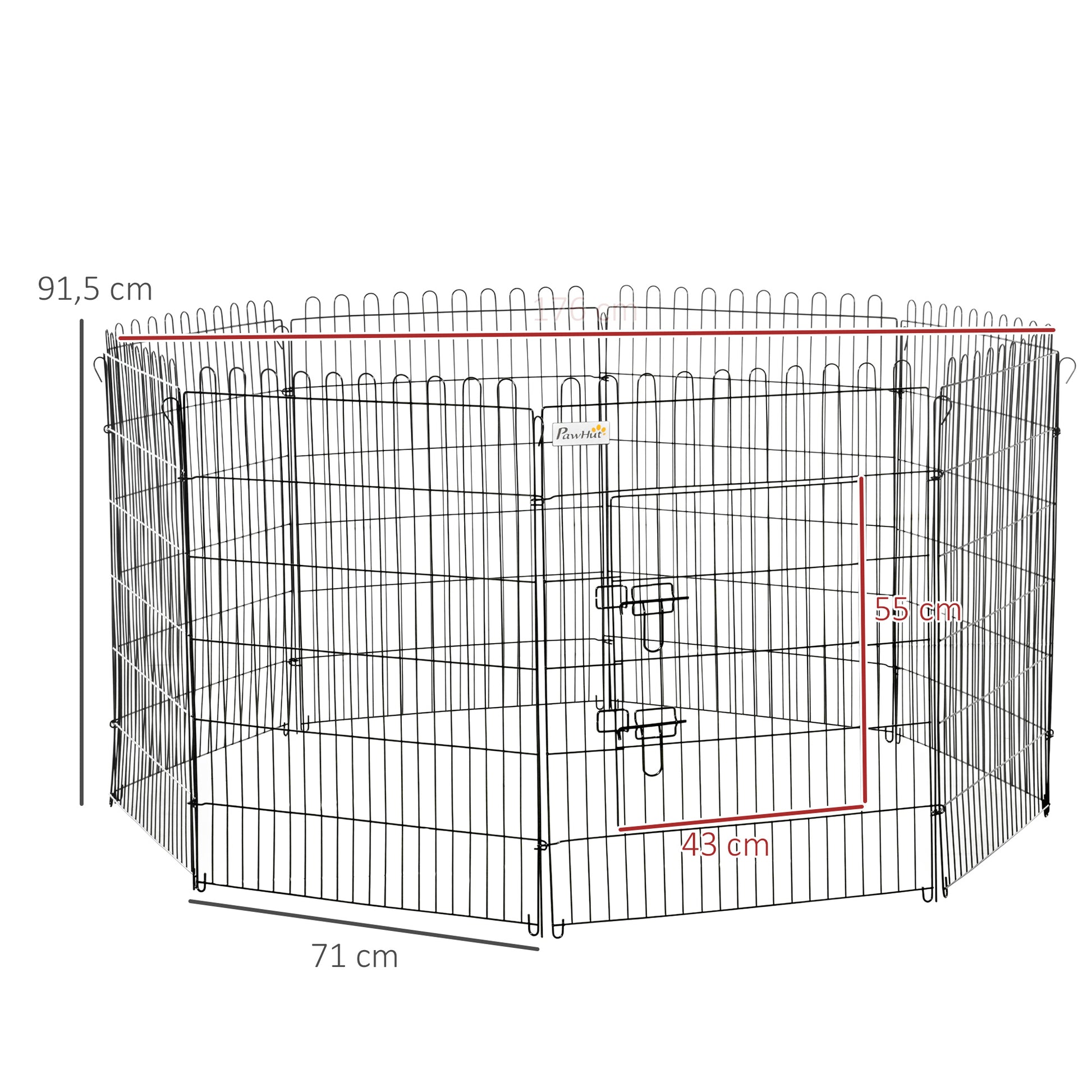 Pawhut Parque Perros Plegable Cerca Entrenamiento Mascotas 8 Vallas 71x91,5cm_2