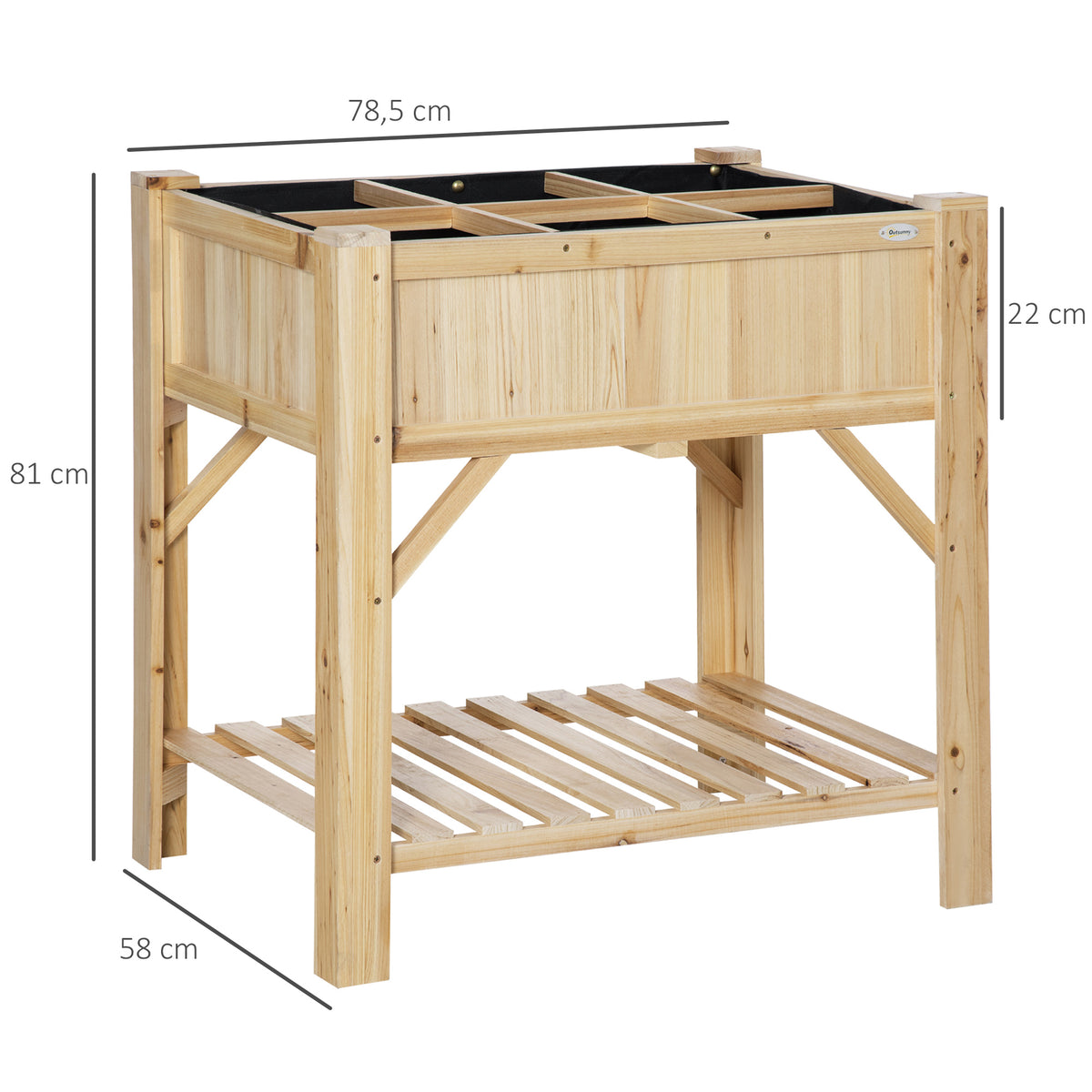 Huerto Urbano De Madera Con Estante Outsunny 78,5x58x81 Cm Natural_2