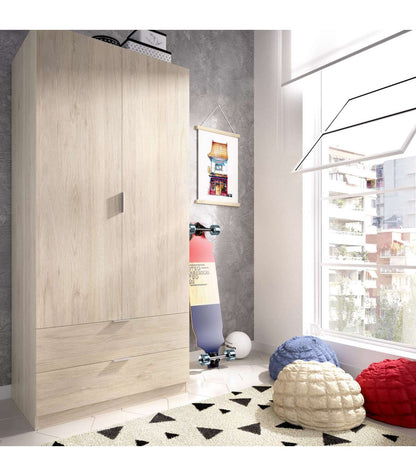 Armario Jaen 2 Puertas Abatibles Y 2 Cajones En Roble Natural 184 Cm(alto)81 Cm(ancho)52 C_4