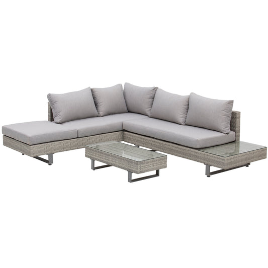 Outsunny Conjunto De Muebles Set De Sofás Ratán 3 Piezas Cojines Extraíbles_0