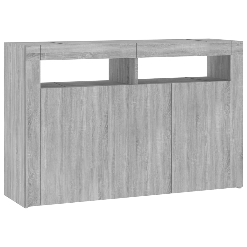 Aparador Con Luces Led Gris Sonoma 115,5x30x75 Cm / Vetonek_3