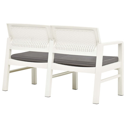 Vidaxl Banco De Jardín De 2 Plazas Con Cojines Plástico Blanco 120 Cm_3
