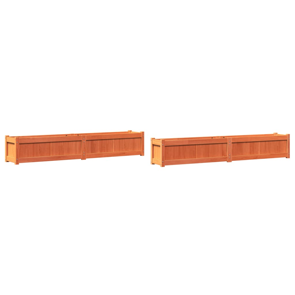 Jardineras De Exterior 2 Uds Madera Maciza De Pino Marrón Cera_0