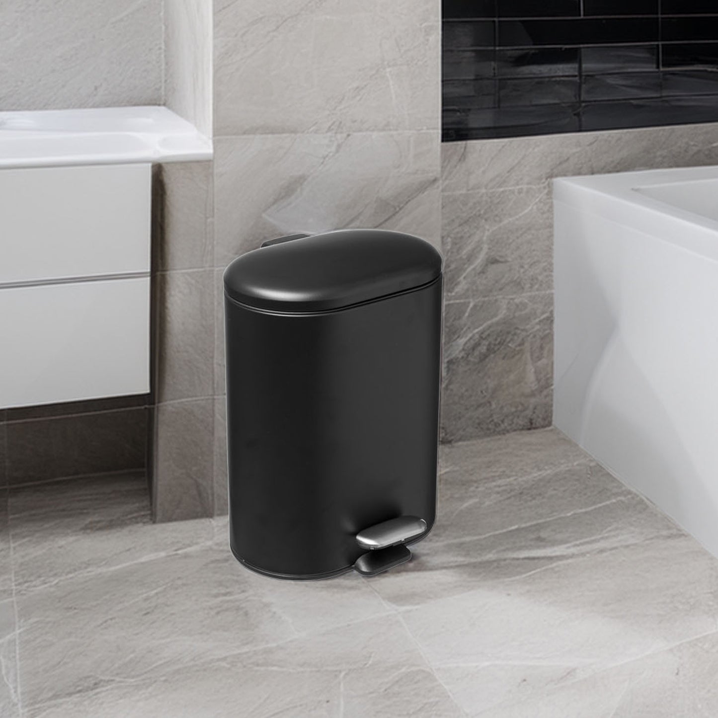 Wellhome Cubo Pedal Acero Inoxidable Siliflex 6l Negro