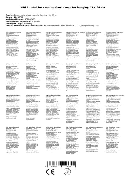 Comedero Para Pájaros Colgante De Madera De Pino, 42x24cm_1