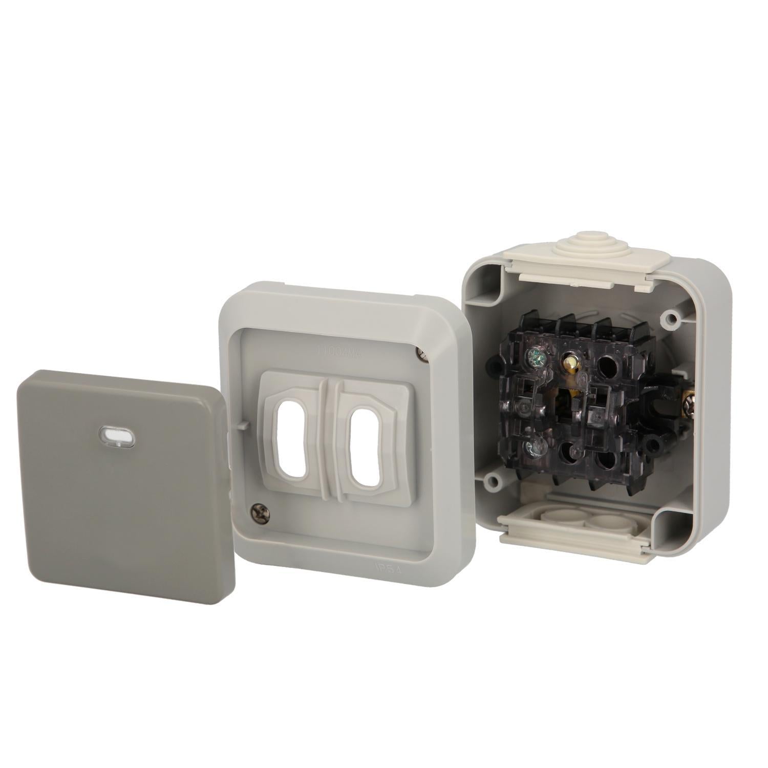 Pulsador Oryx Con Luz Y Tapa Gris