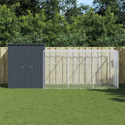 Vidaxl Gallinero Con Corral Acero Galvanizado Gris 165x455x181 Cm_1