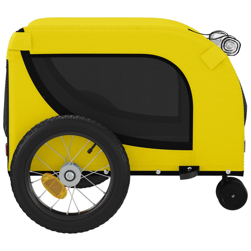 Vidaxl Remolque Bicicleta Mascotas Hierro Tela Oxford Amarillo Negro_5