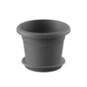 Pack maceta redonda con plato color antracita Terra 22 x 16 cm