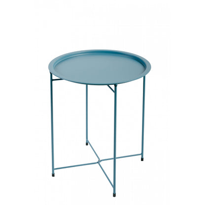 Mesa Auxiliar Plegable, Mesa De Jardín Plegable De Acero Azul 46x52cm- Mobiliario De Jardín_0