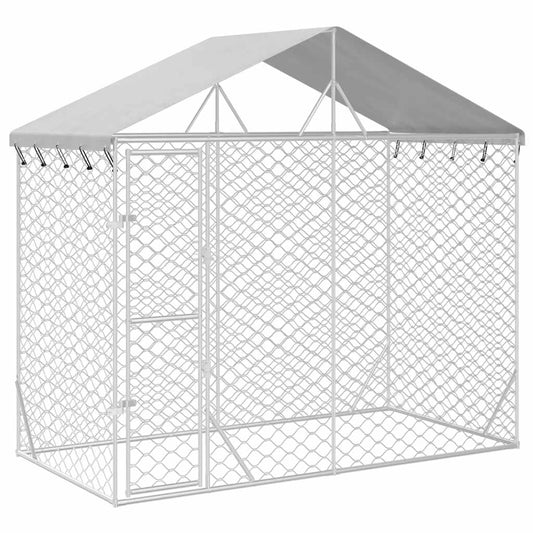 Vidaxl Perrera Exterior Con Toldo Acero Galvanizado Plata 3x1,5x2,5 M_0
