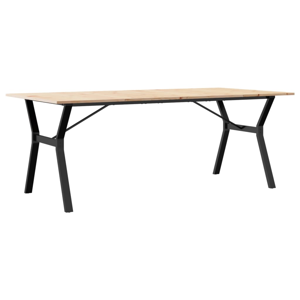 Mesa De Comedor Marco Y Madera Maciza Pino Y Acero 200x100x75cm_4