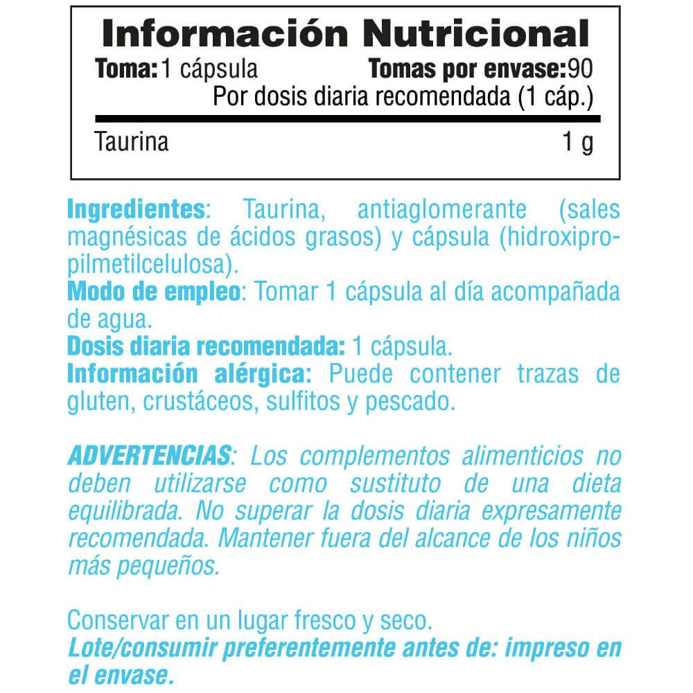 Taurina 1000mg - 90 Cápsulas Vegetales - Taurina - Smart Supplements_4