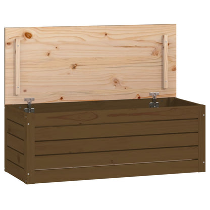 Caja Almacenaje Madera Maciza Pino Marrón Miel 89x36,5x33 Cm_1